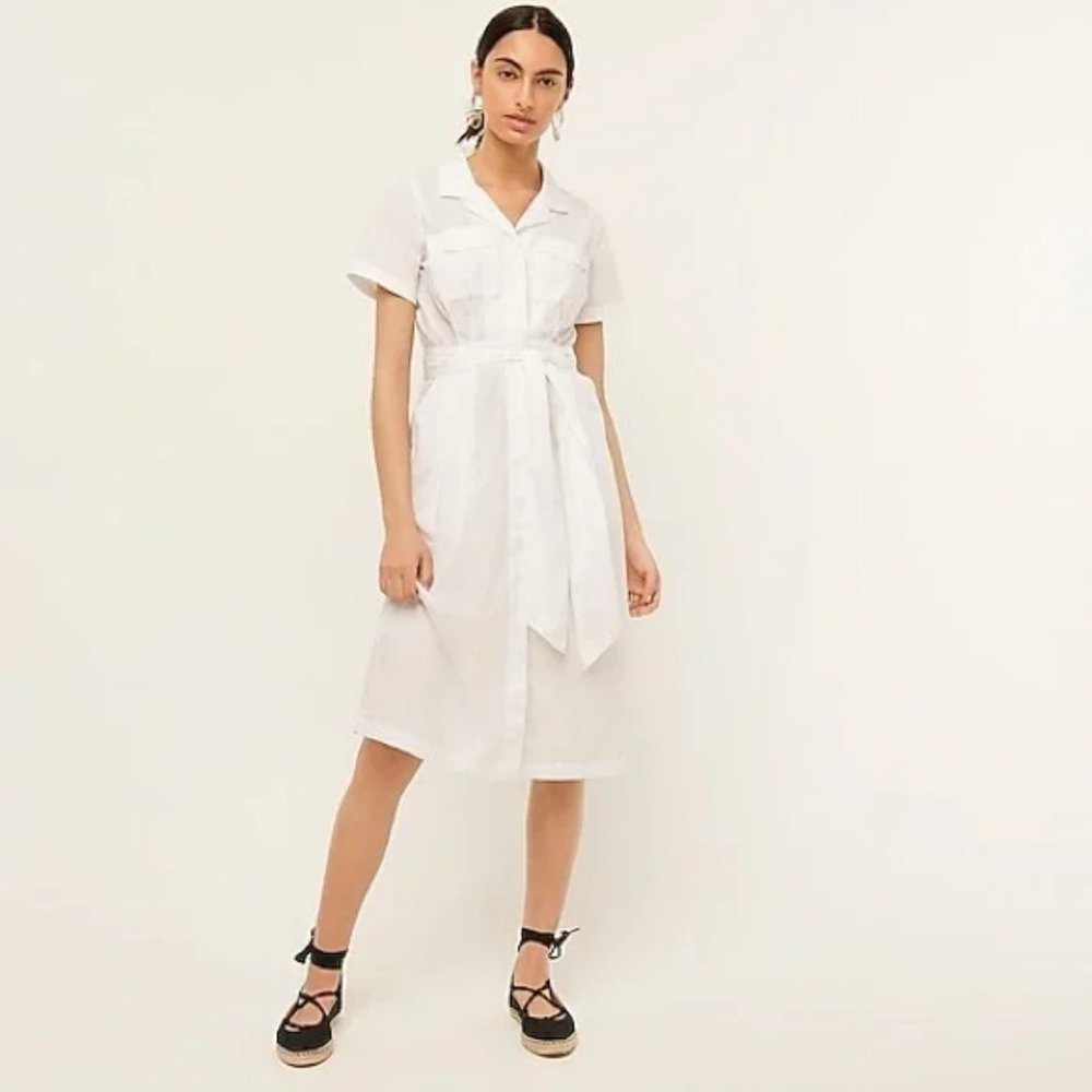 J.Crew Patch-pocket cotton poplin shirtdress Sz 2 NWT